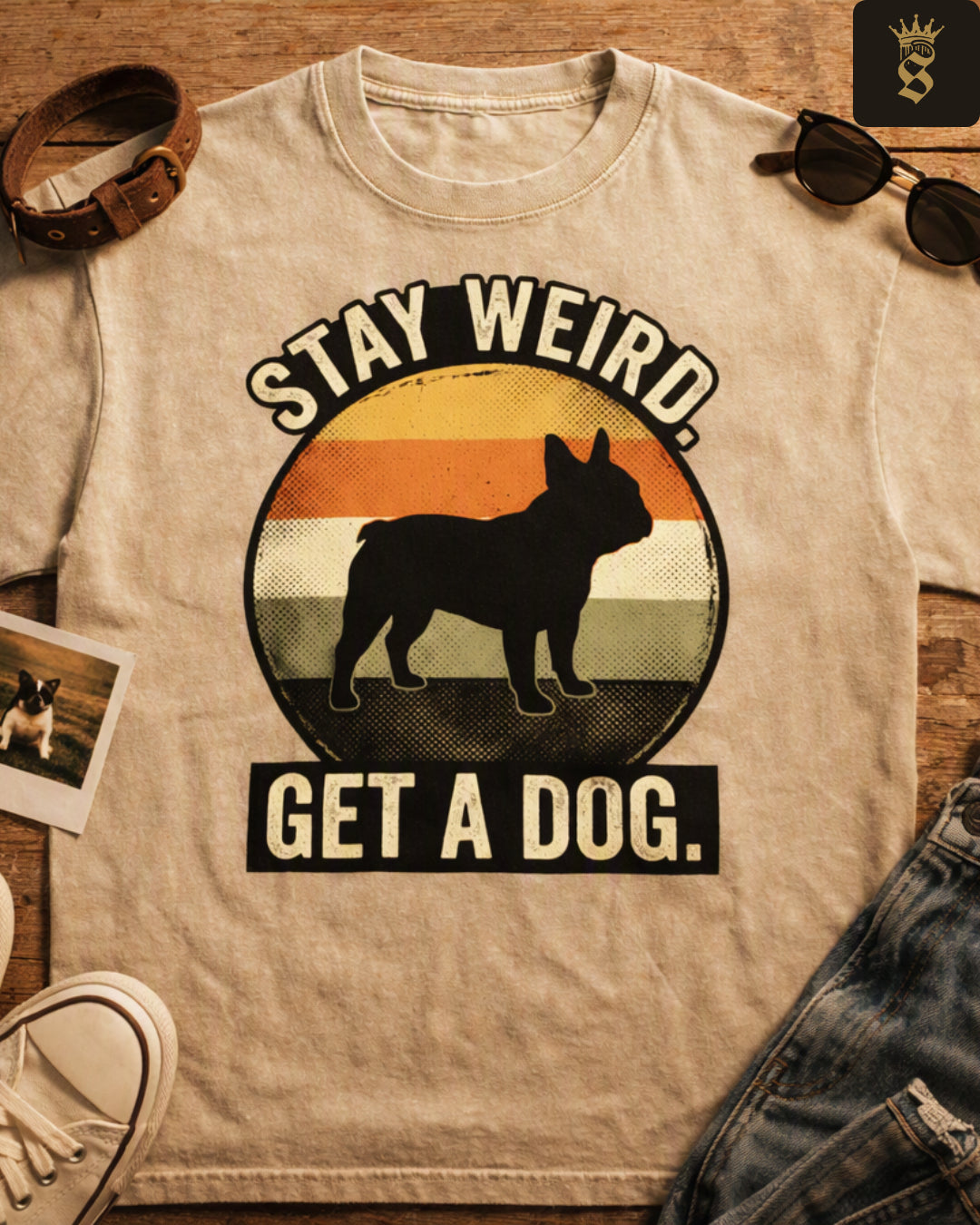 SNORTIES | Stay Weird. Get a Dog. | French Bulldog Tee