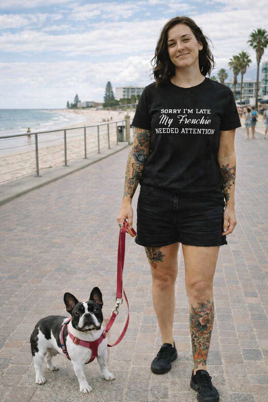 Sorry I'm Late- Frenchie Women's T-Shirt - Snorties