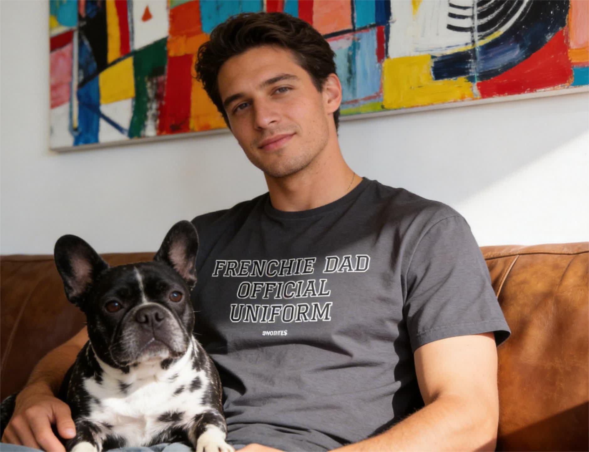 Frenchie Dad official oversized T-shirt by Snorties featuring a French Bulldog graphic and casual fit for dog lovers.