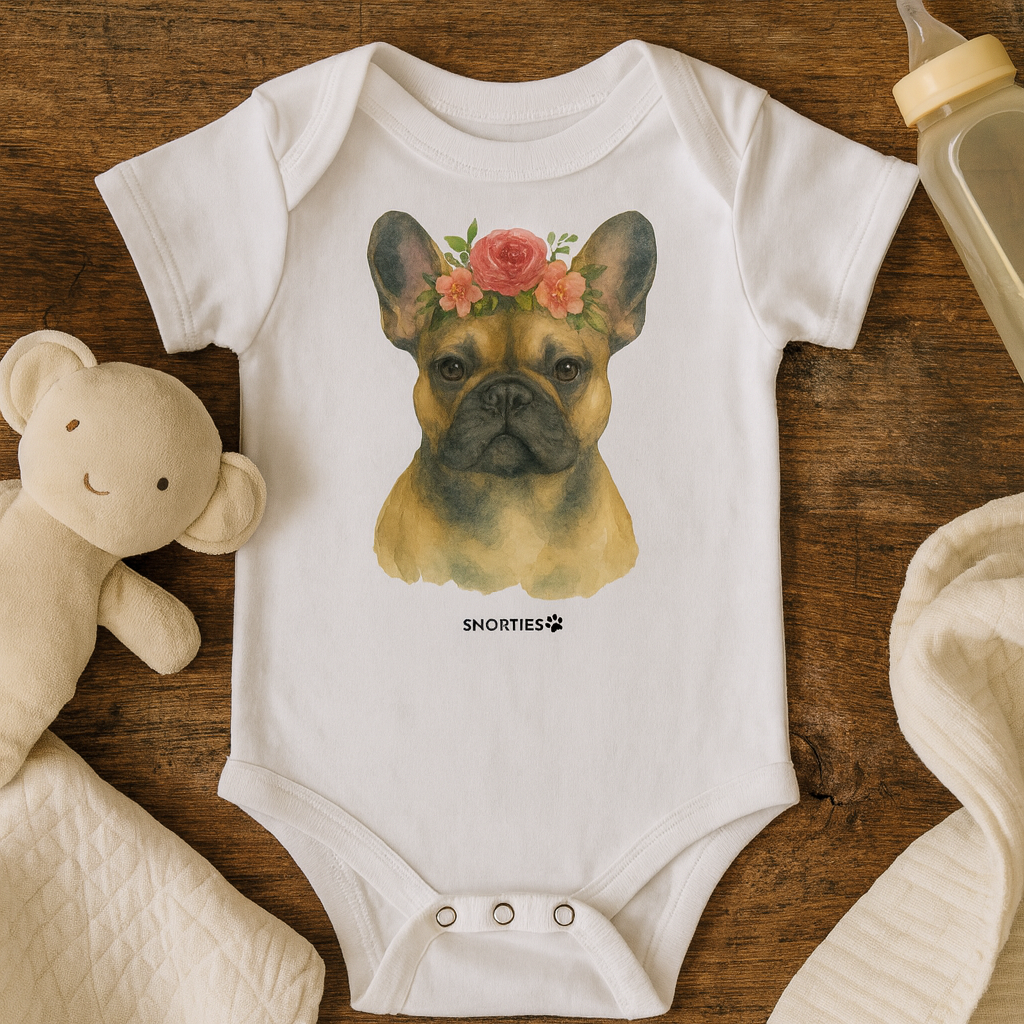French Bulldog Floral Babies one piece - Snorties