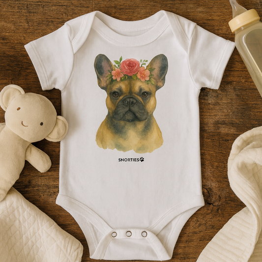 French Bulldog Floral Babies one piece - Snorties