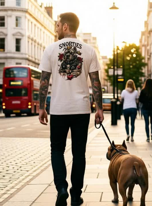 Men's Inked Enforcer T-shirt by Snorties featuring bold inked design on black cotton fabric.