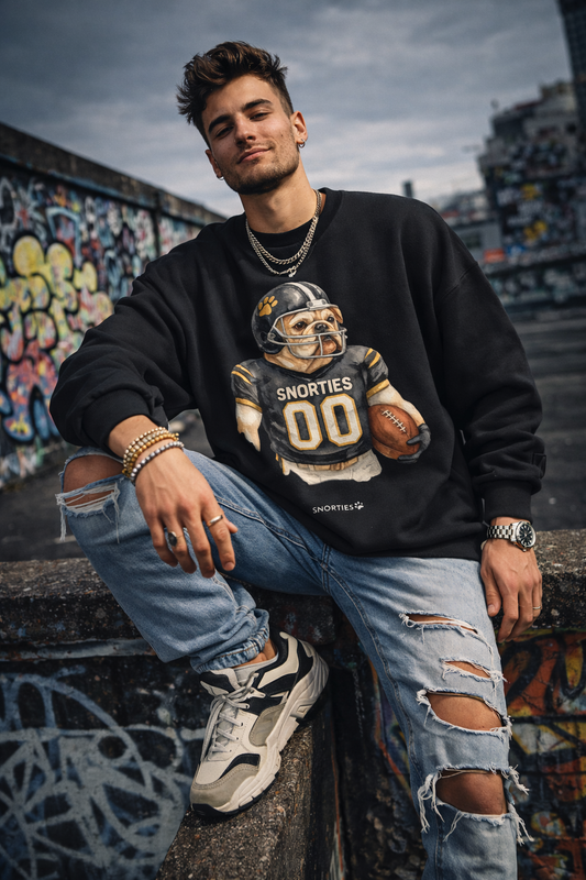 American Bulldog MVP sweatshirt by Snorties featuring a comfortable fit and bold dog graphic on soft fabric.