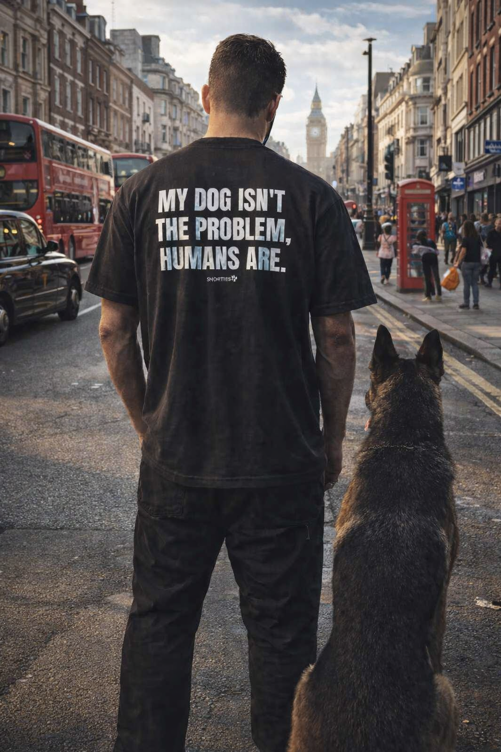 Snorties oversized T-shirt with the humorous "My Dog is Not the Problem" print, casual fit and comfortable for everyday wear.