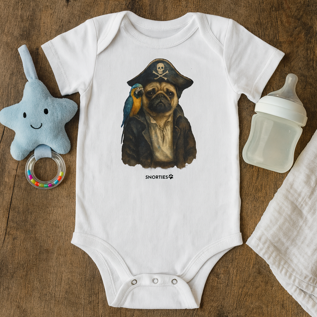 Pug Pirate Babies one piece - Snorties