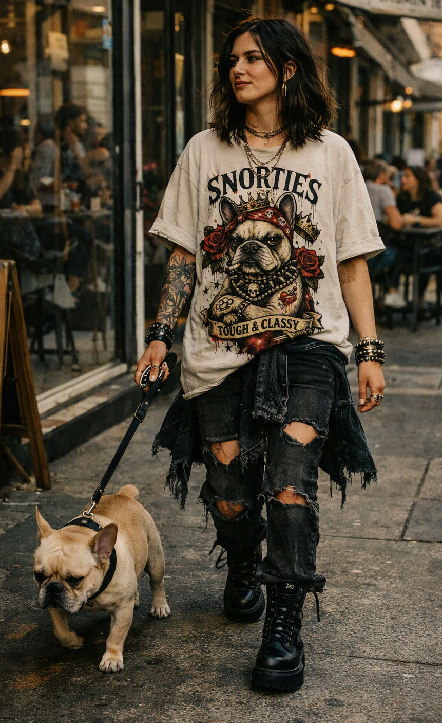 SNORTIES | Inked Princess | French Bulldog | Oversized Tee